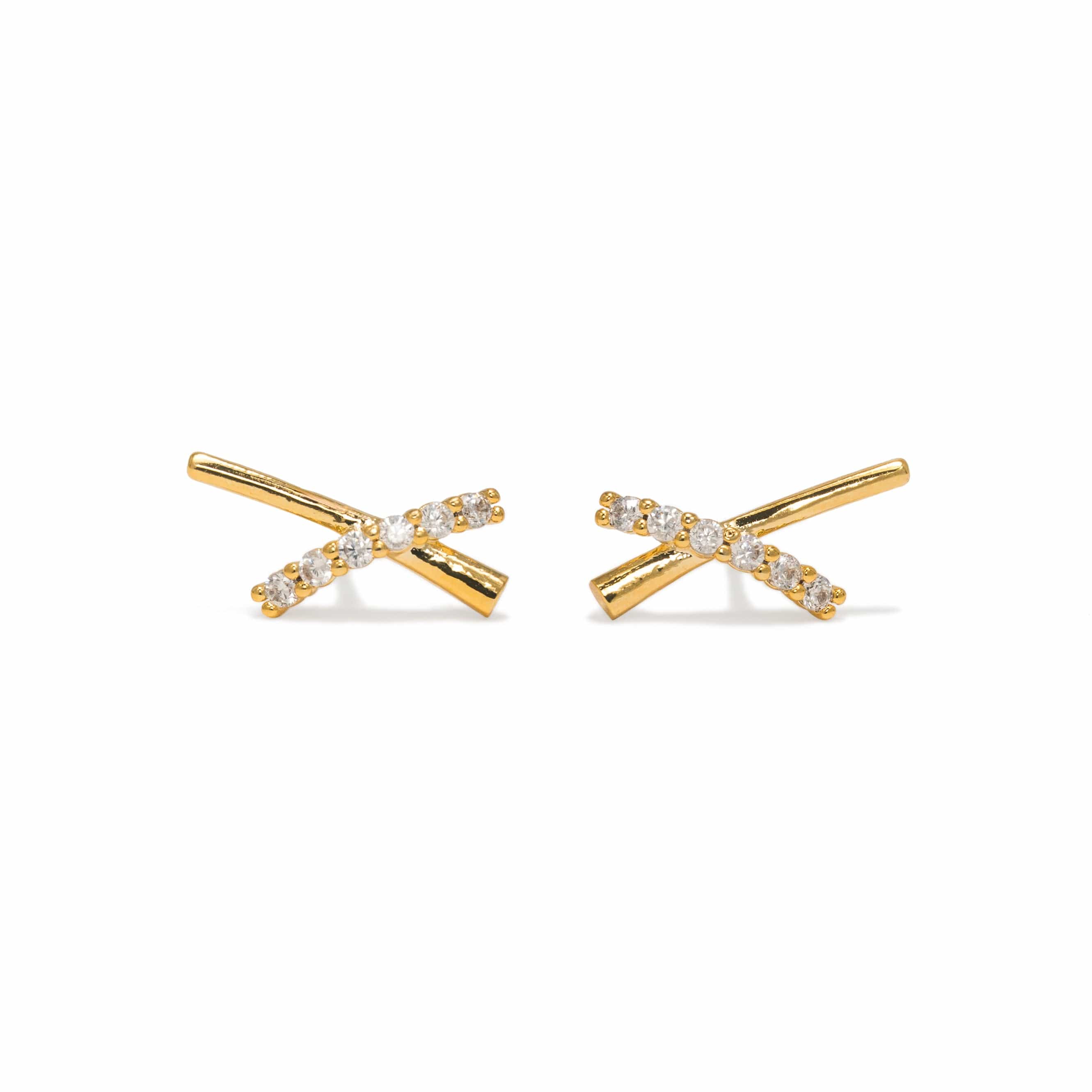 Pave X Stud Earrings Gold by Lover's Tempo