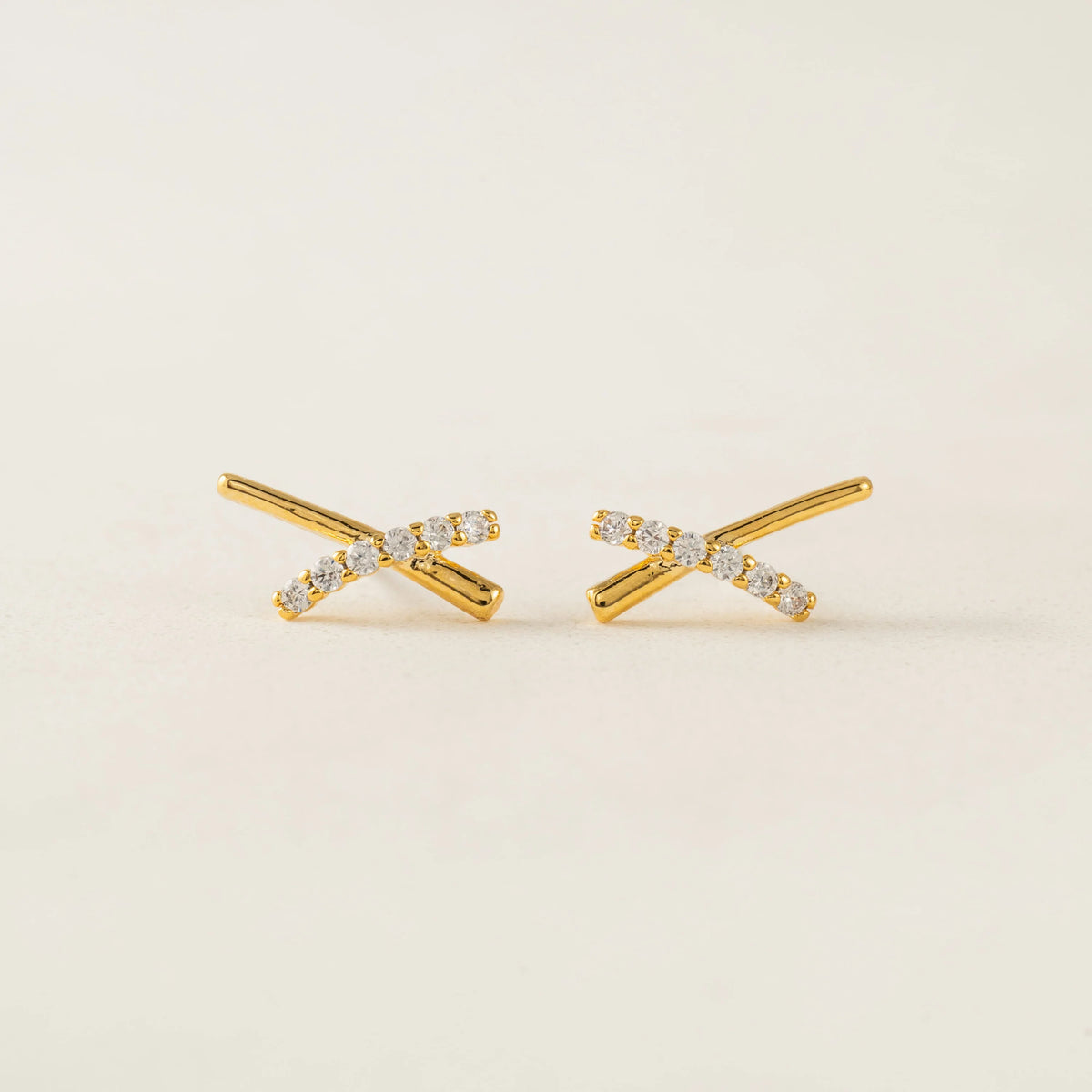 Pave X Stud Earrings Gold by Lover's Tempo
