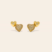 Puff Heart Climber Earrings in Gold by Lover's Tempo