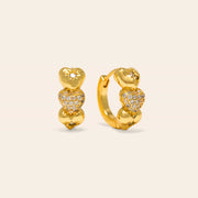 Puff Heart Huggie Hoop Earrings in Gold by Lover's Tempo