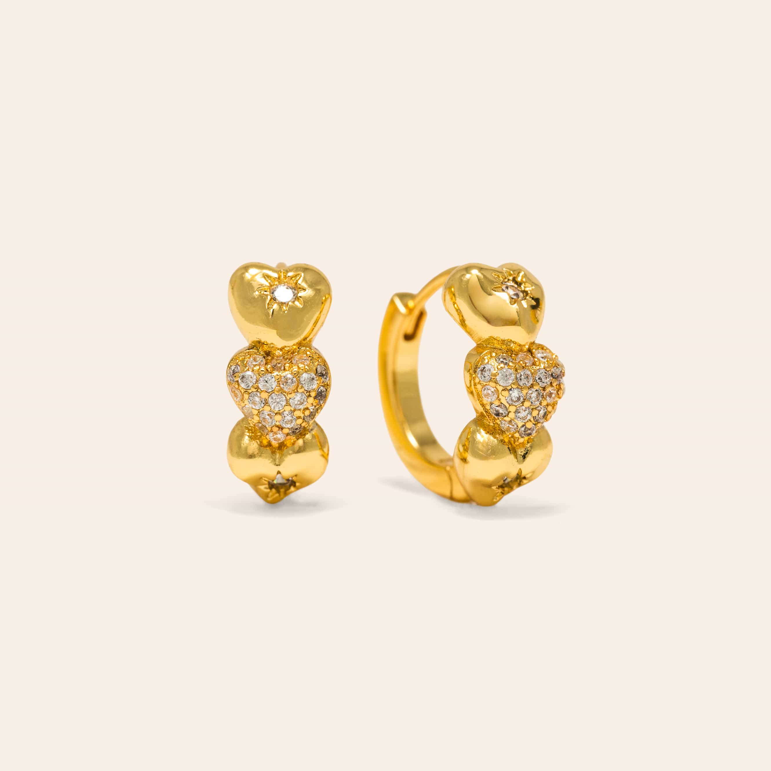 Puff Heart Huggie Hoop Earrings in Gold by Lover's Tempo