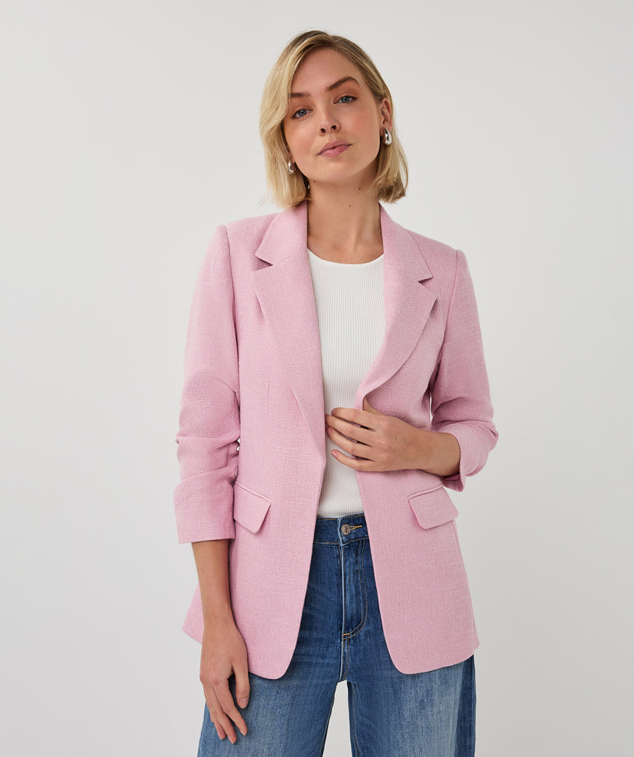 Linen Look Blazer in Pink by Esqualo