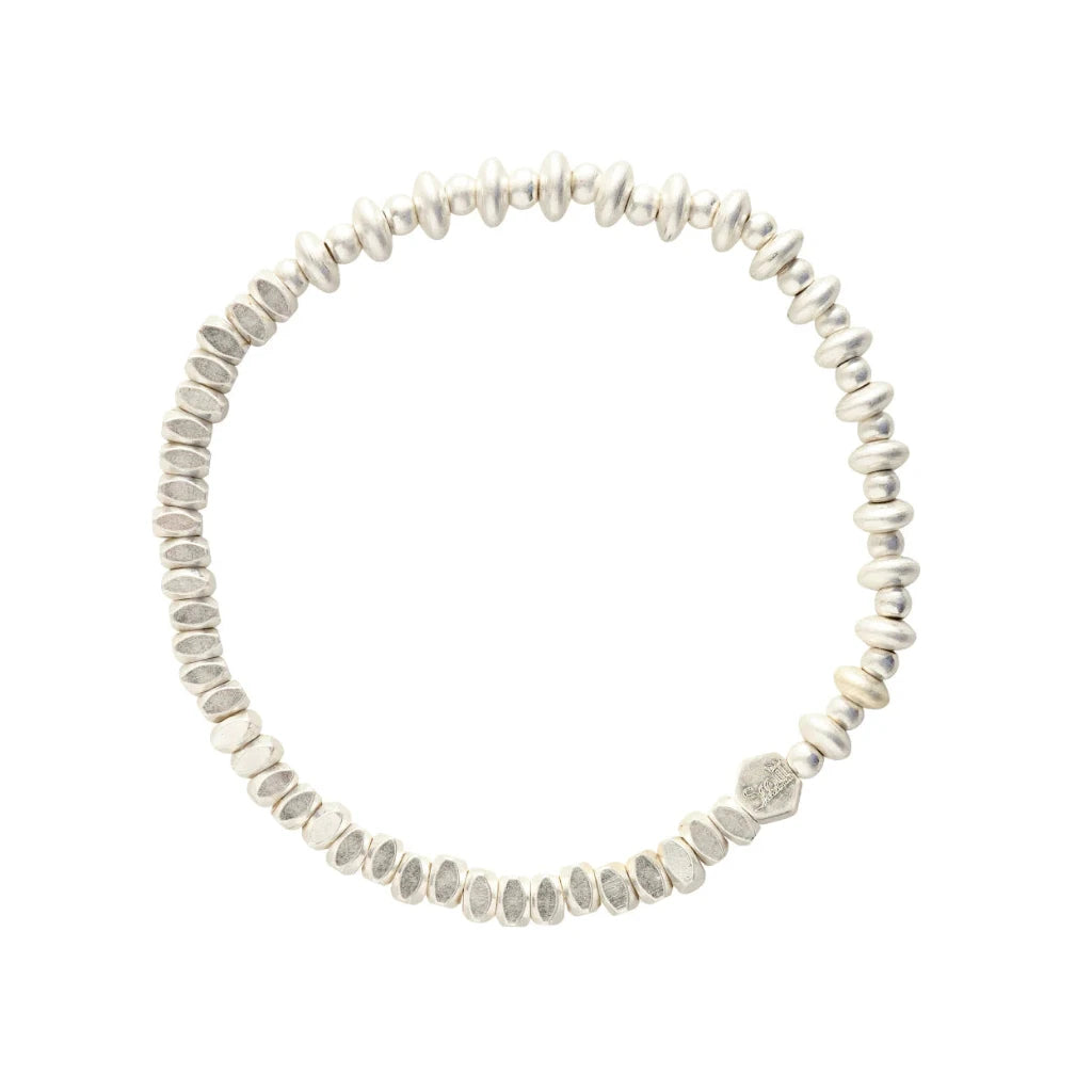 Mini Metal Mixed Beads Silver Stacking Bracelet by Scout