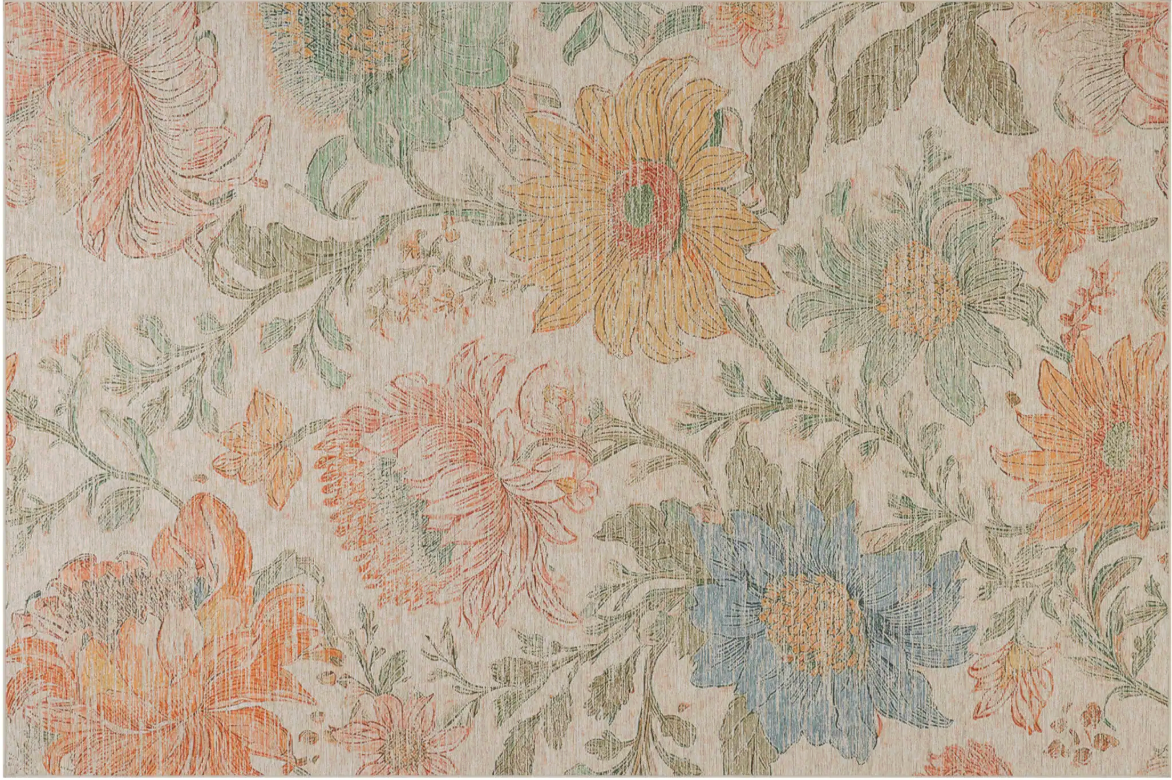 Dash & Albert Machine Washable Rug Zell Floral 3'x5'