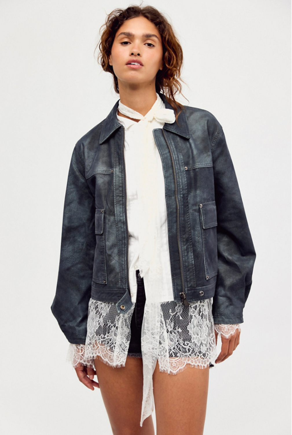 Blair Vegan Suede Sierra Jacket in Navy Wave by Free People