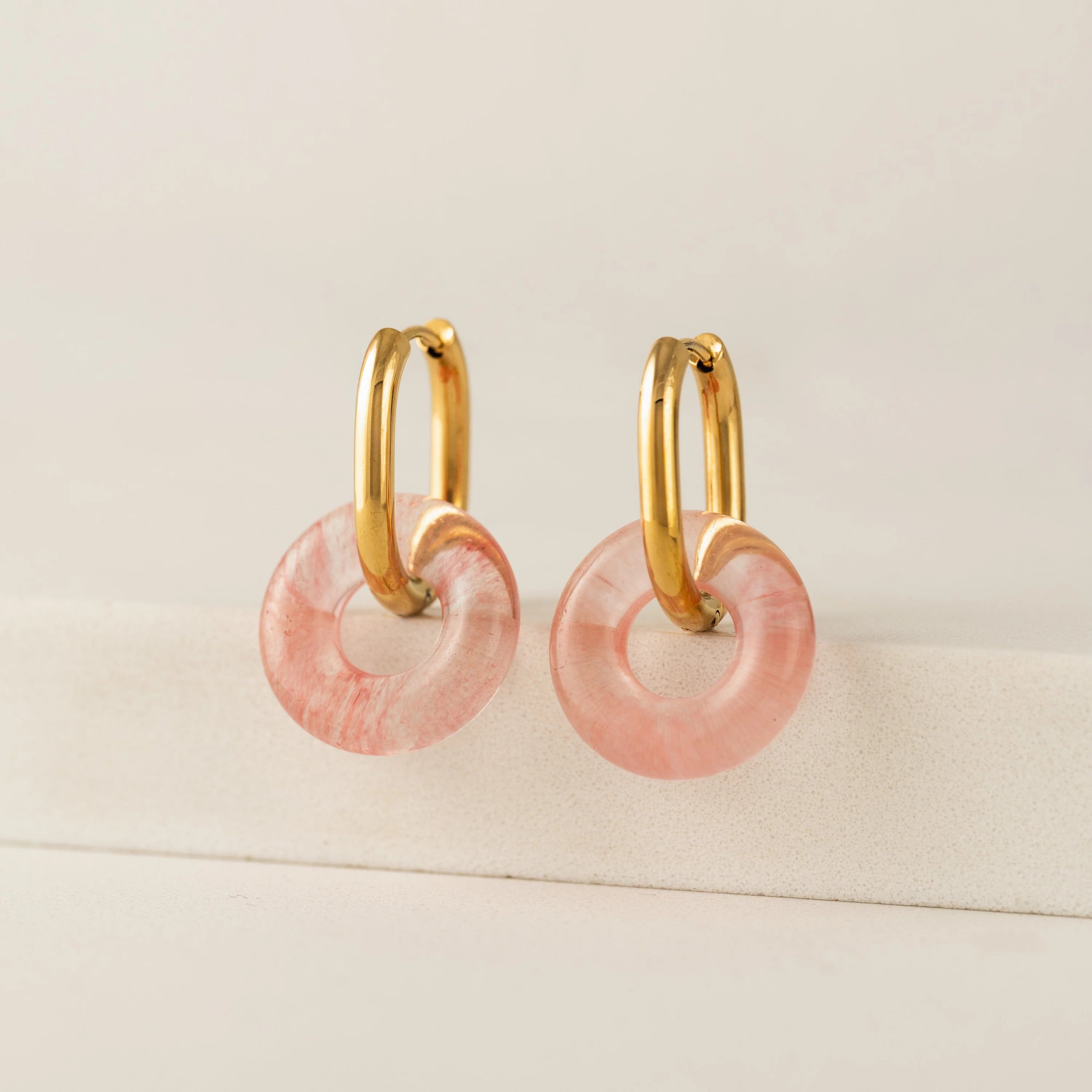 Waterproof Thames Hoop Pink Earrings by Lover's Tempo