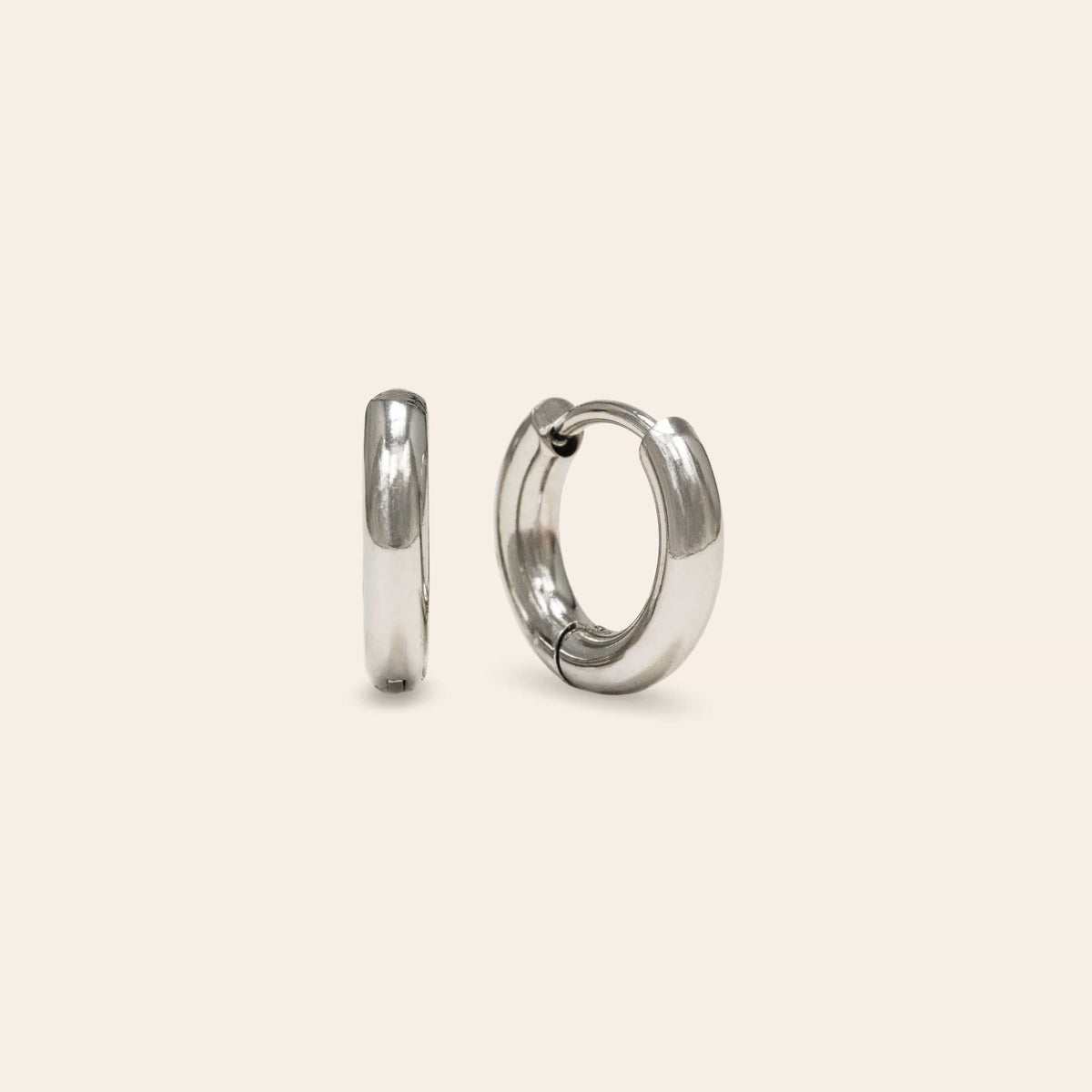 Waterproof Tube 10mm Huggie Silver Earrings by Lover's Tempo