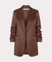 Shiny Blazer with Ruched Sleeves in Coffee by EsQualo