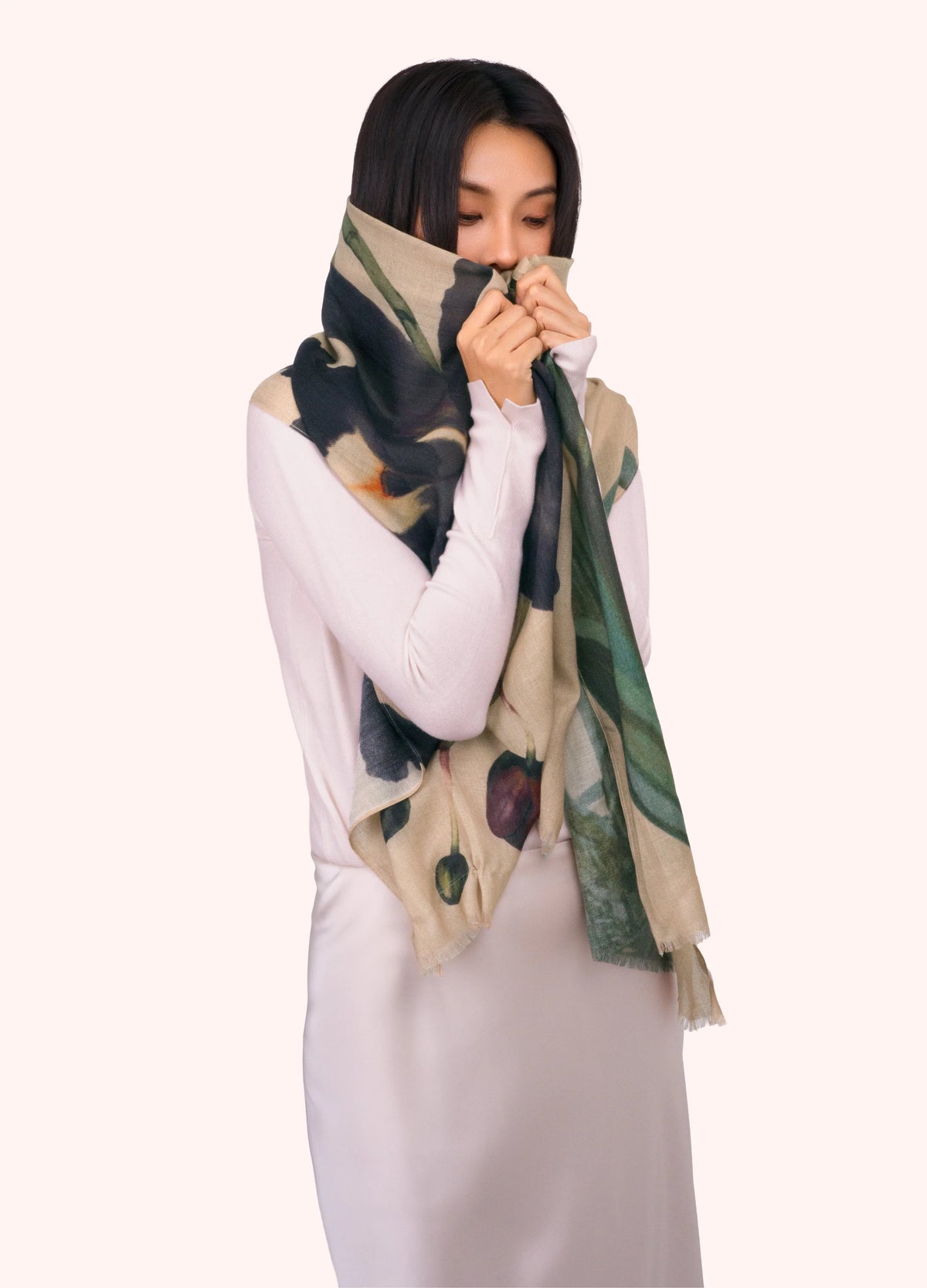 Midnight Orchid Wool Wrap Scarf by Powder Designs