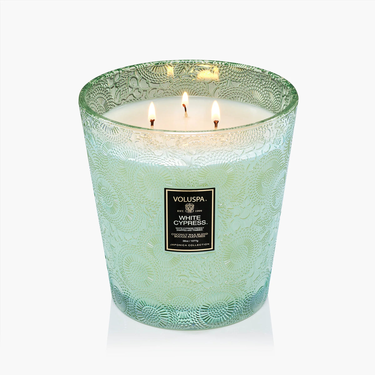 3 Wick Hearth Candle in White Cypress by Voluspa