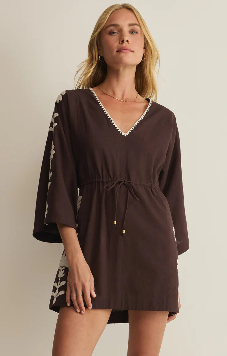 Whispering Palms Dress in Chocolate Cherry by Z Supply