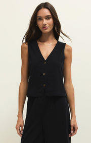 Noelle Jersey Top in True Black by Z Supply