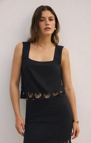 Charlene Embroidery Top in Black by Z Supply