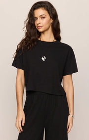 Sway Textured Cropped Tee in Black by Z Supply