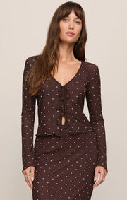 Amara Polka Dot Mesh Top in Dark Chocolate by Z Supply