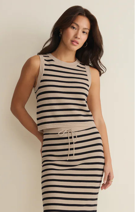 Emori Striped Muscle Tank in Natural by Z Supply