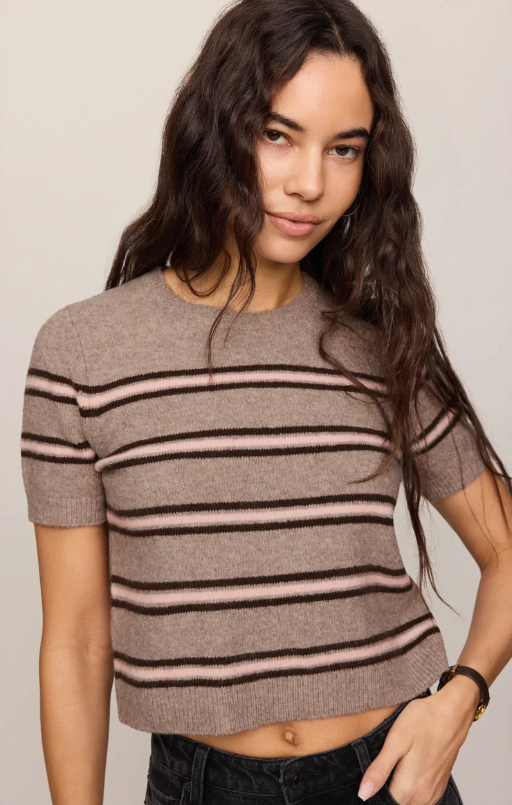 Gatewood Stripe Sweater in Heather Ash by Z Supply