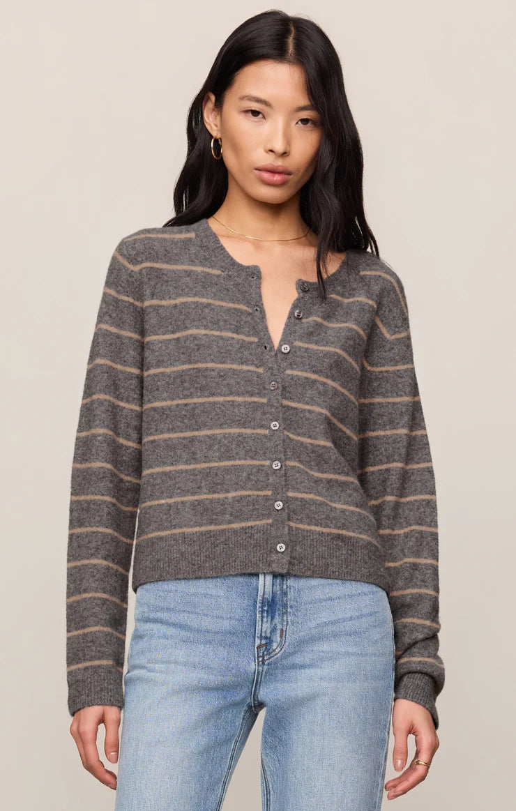 Medina Stripe Cardigan in Charcoal Heather by Z Supply