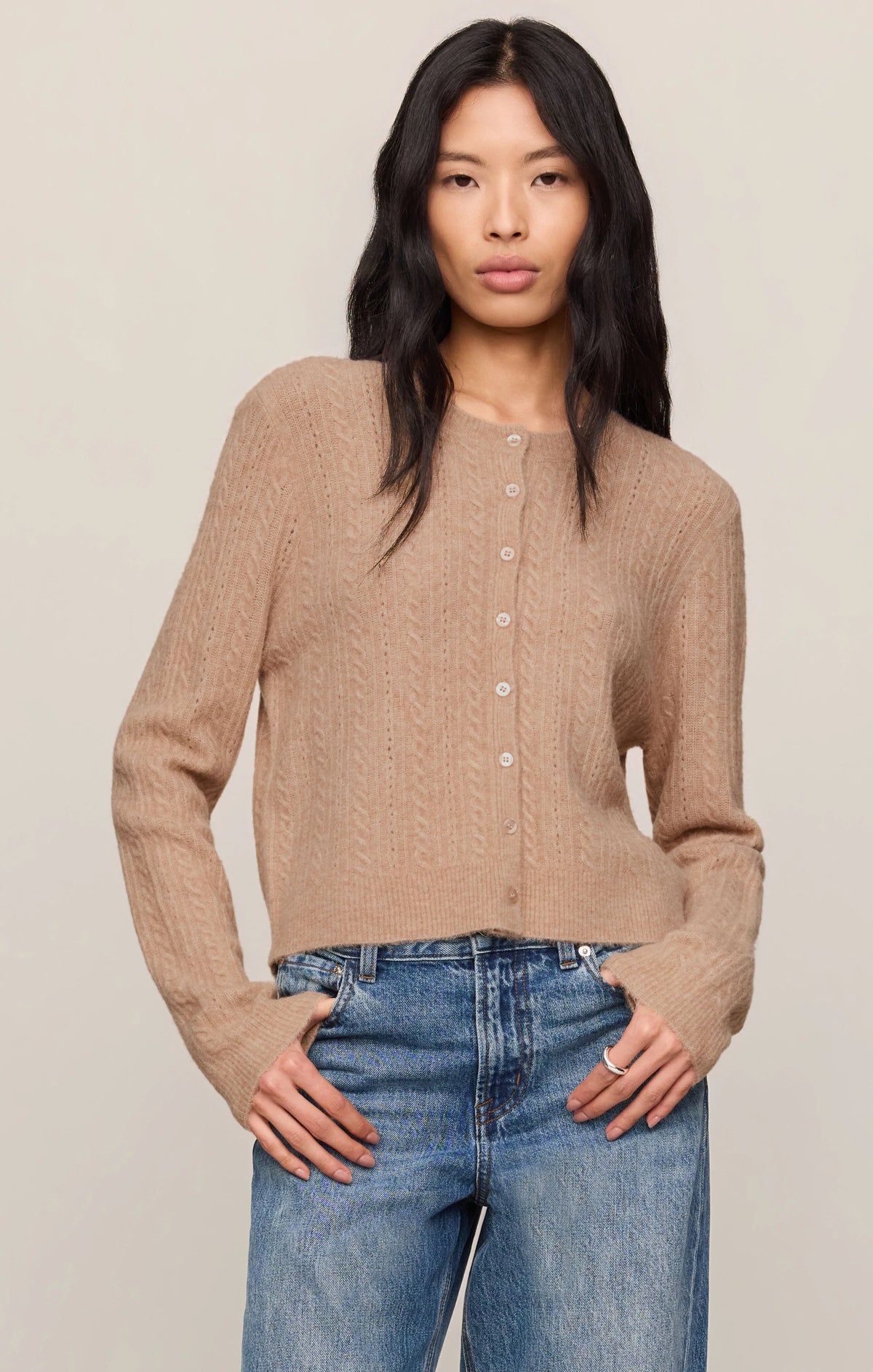 Medina Pointelle Cardigan in Macaroon by Z Supply
