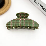 Vintage Plaid Hair Claw Clip in Green