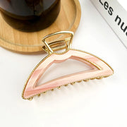 Pink Acetate & Metal Half Circle Hair Clip