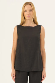 Audrey Top in Black by Linen Tales