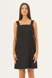 Fughetta Dress in Black by Linen Tales