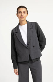 Woven Loose Fit Cut & Sew Blazer in Grey by YAYA