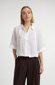 Batwing Blouse with Braided Detail in Pure White by YAYA