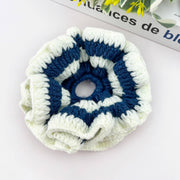 Hand Crocheted Scrunchie in Blue & White