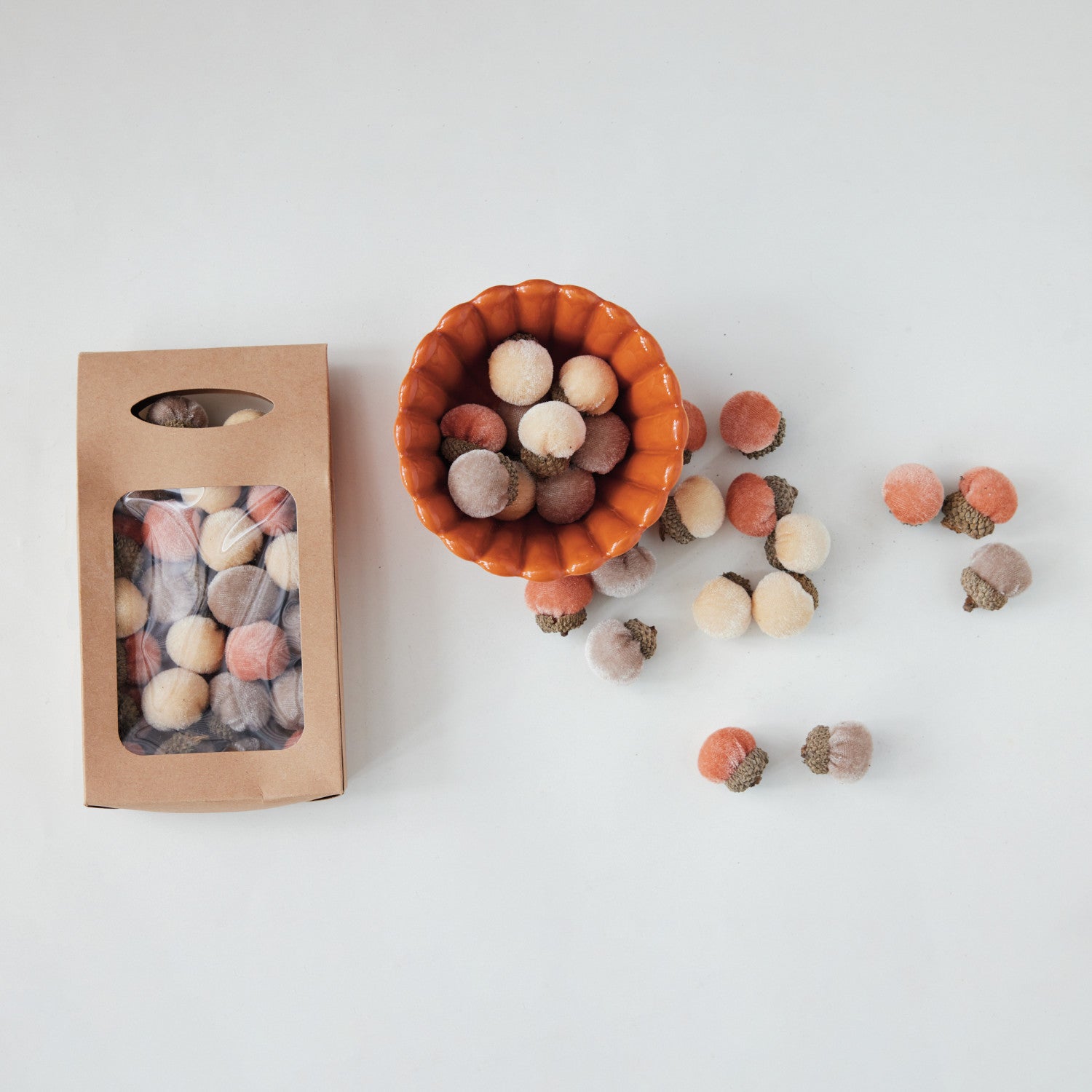 Velvet Acorn Scatter in Grey, Rust & Cream