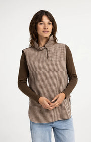 Woven Check Spencer Vest in Otter Brown by YAYA
