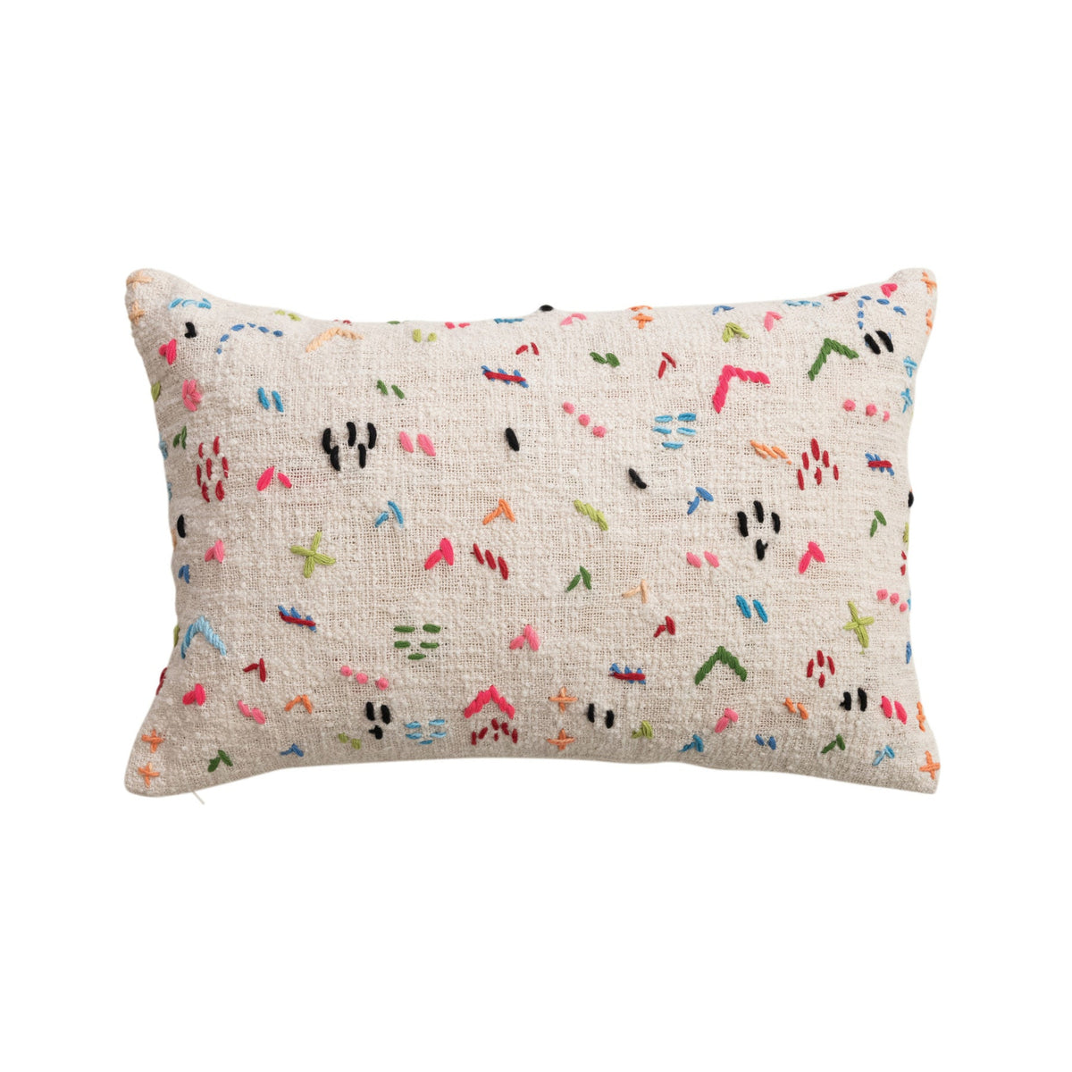 Cotton Hand Embroidered Lumbar Pillow