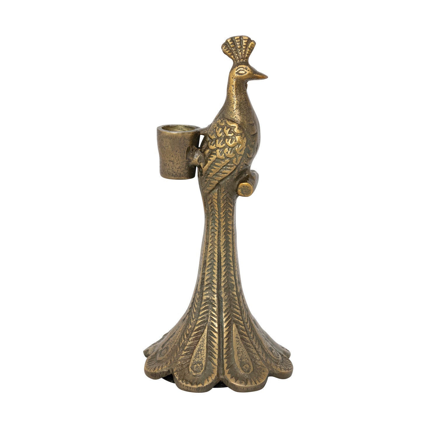 Peacock Shaped Cast Aluminum Taper Holder