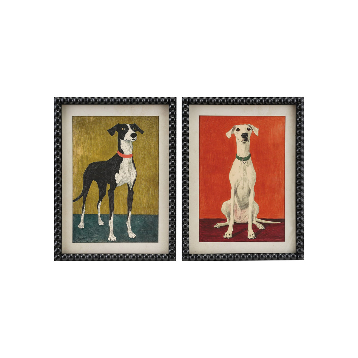 Black & White Dog, Glass Framed 11.75"x15.75"