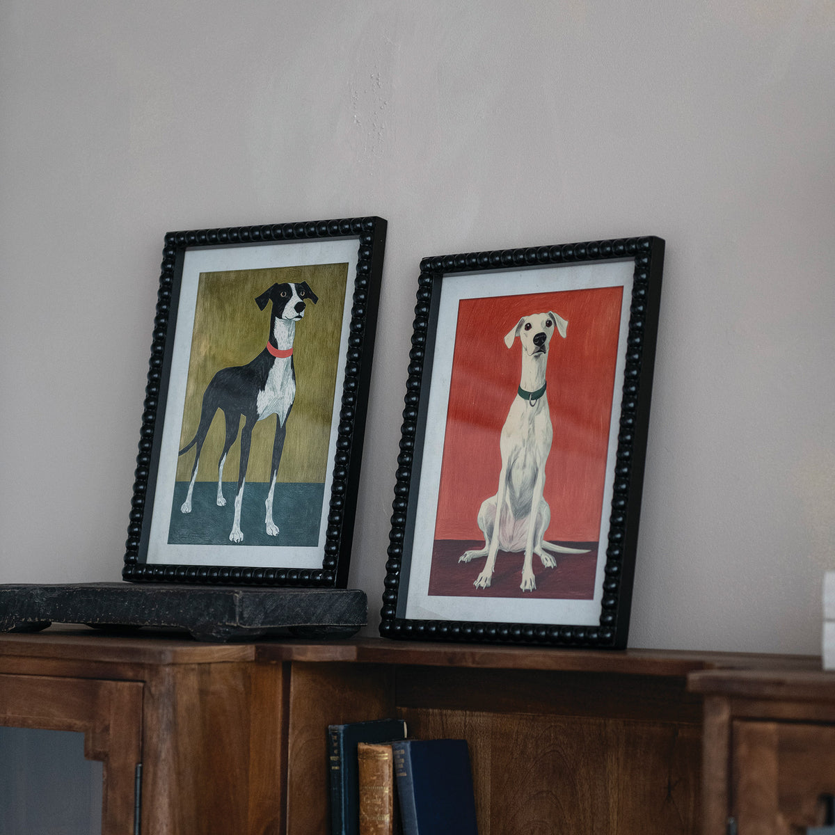 Black & White Dog, Glass Framed 11.75"x15.75"