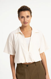 Double Layer Balloon Top in Off White by YAYA