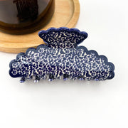 Wavy Edge Claw Clip in Marbled Blue