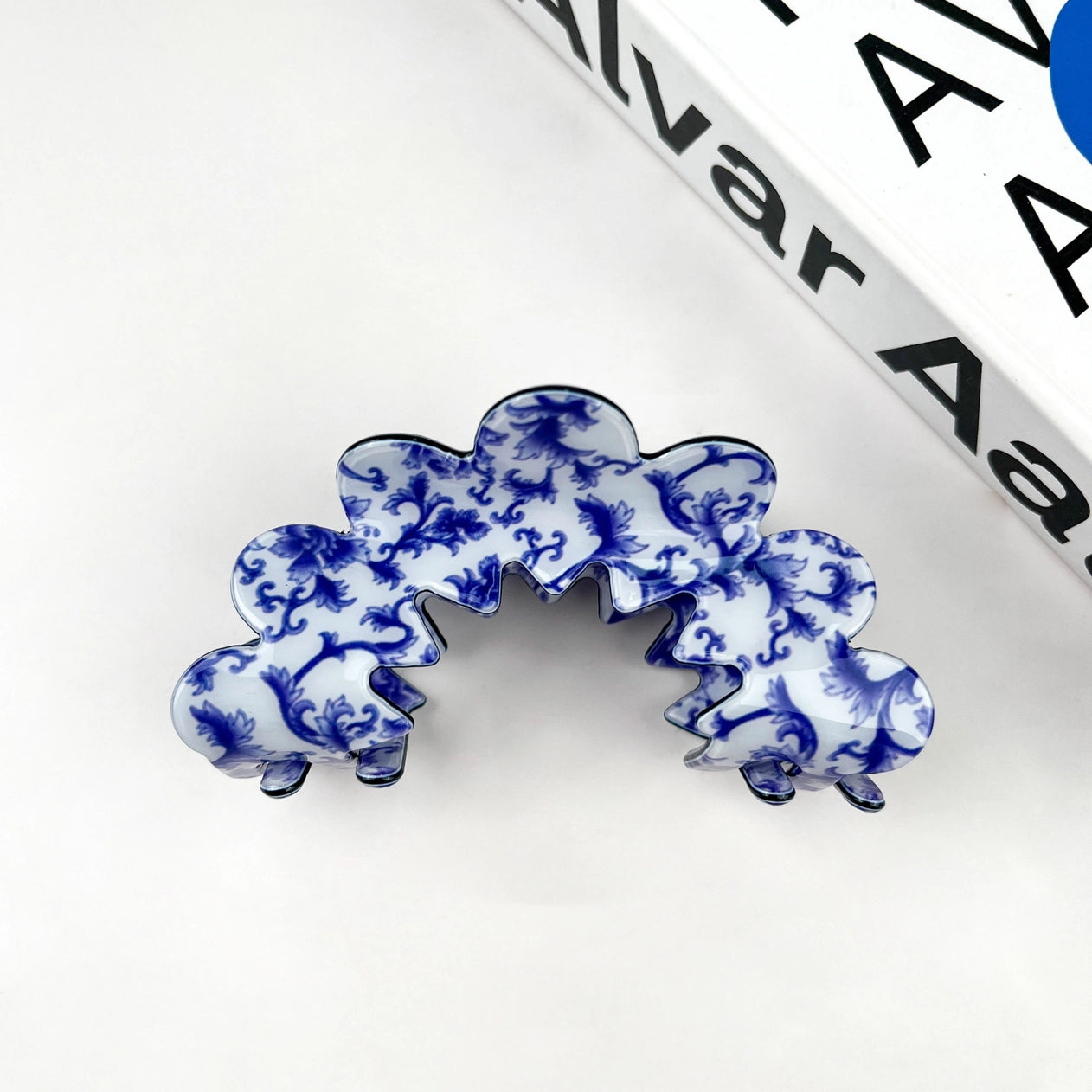 Blue & White Wave Hair Claw Clip