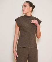 Sleeveless Mockneck Sweater in Cacao by Esqualo