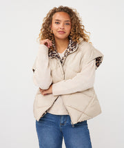 Reversible Vest in Leopard Sand by Esqualo