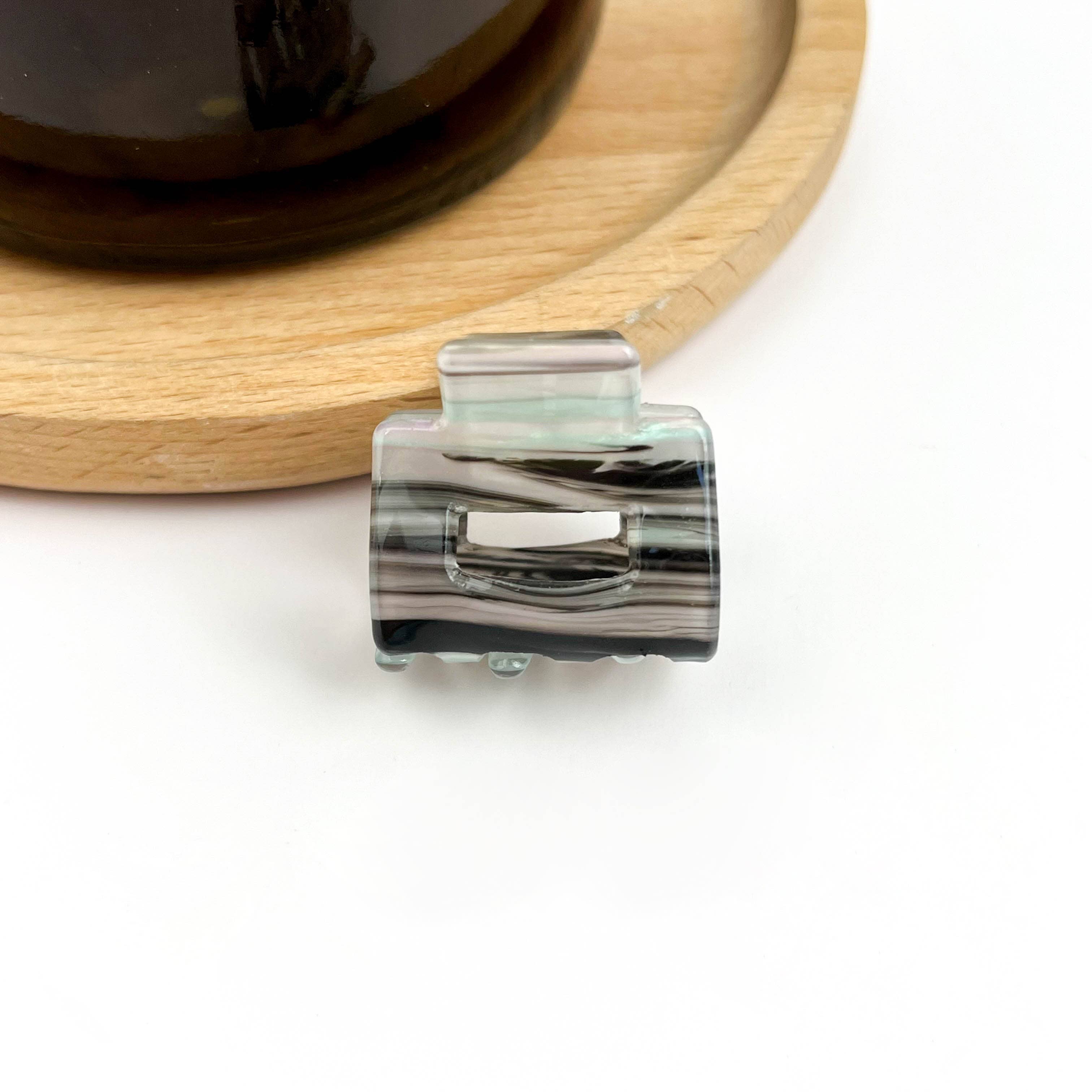 Mini Square Hair Clip in Grey