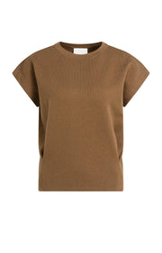 Jacquard Sleeveless Sweater in Bison Brown by YAYA