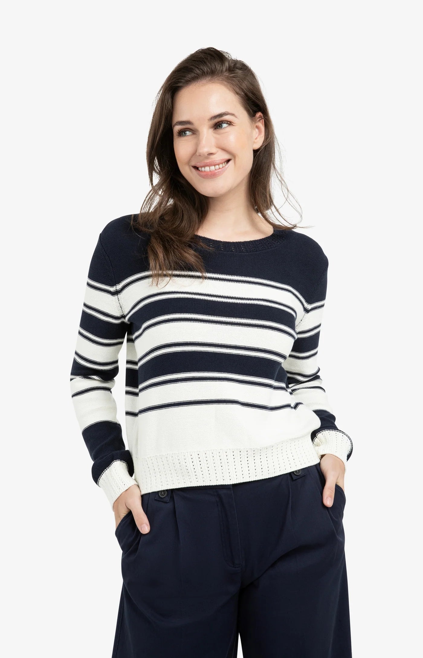 Stripe Sweater in Navy by YAYA