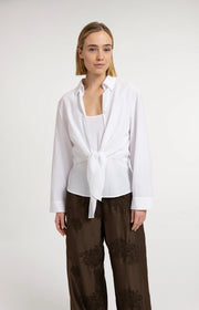 Knotted Blouse & Singlet Set in Pure White by YAYA