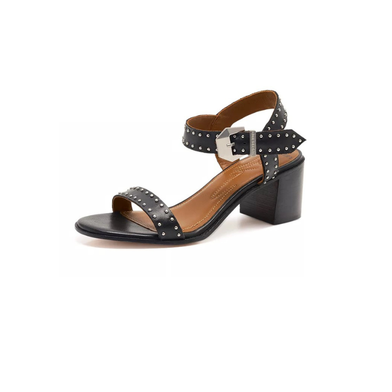 Buckle Up Block Heel in Black Tide Leather by Free People