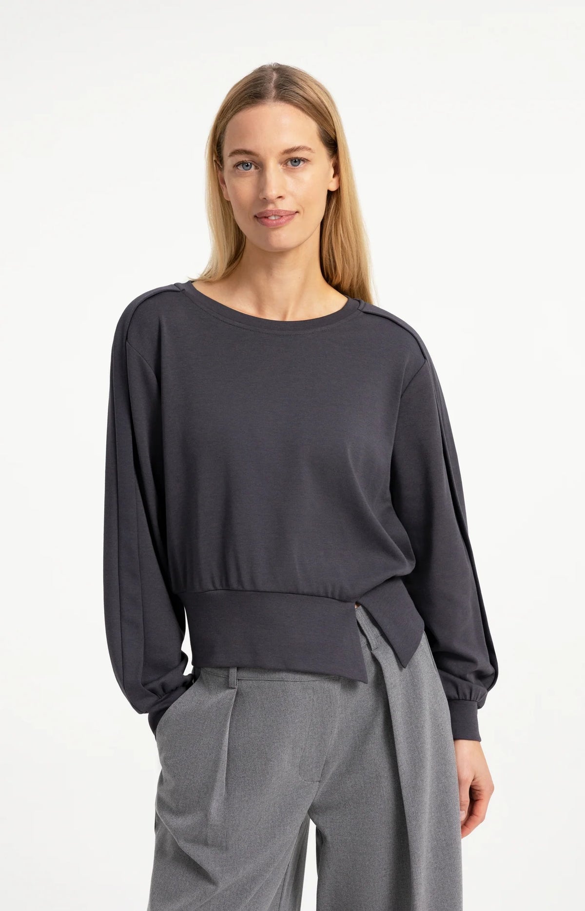 Folded Detail Sweatshirt in Black by YAYA