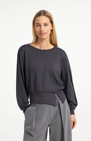 Folded Detail Sweatshirt in Black by YAYA