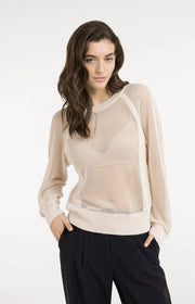 Mesh Stitch Raglan Sweater in Cloud Creme White by YAYA
