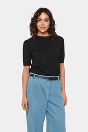Mila Short Sleeve Pullover in Black by Saint Tropez